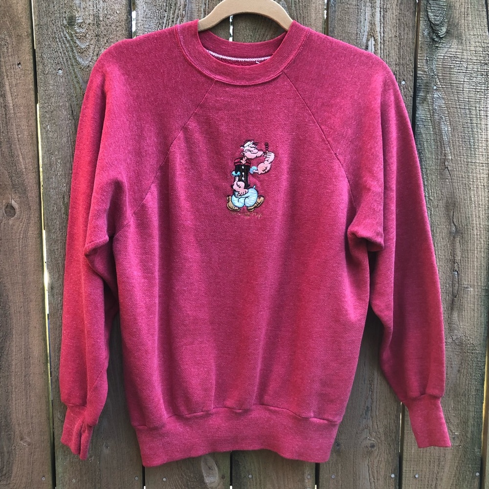 Vintage Embroidered Popeye Adult Small Crew Neck - Picture 1 of 7